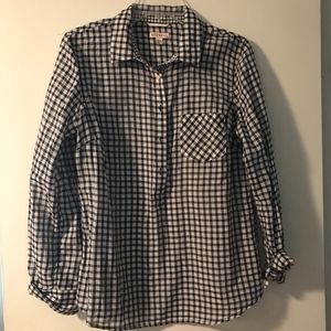 Half Button Up Plaid Shirt